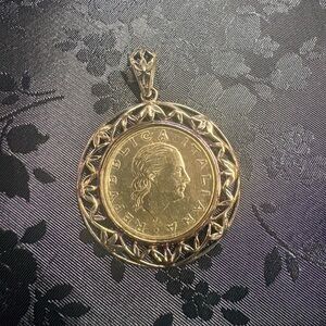 200 Lire 925 w Gold Overlay Pendant